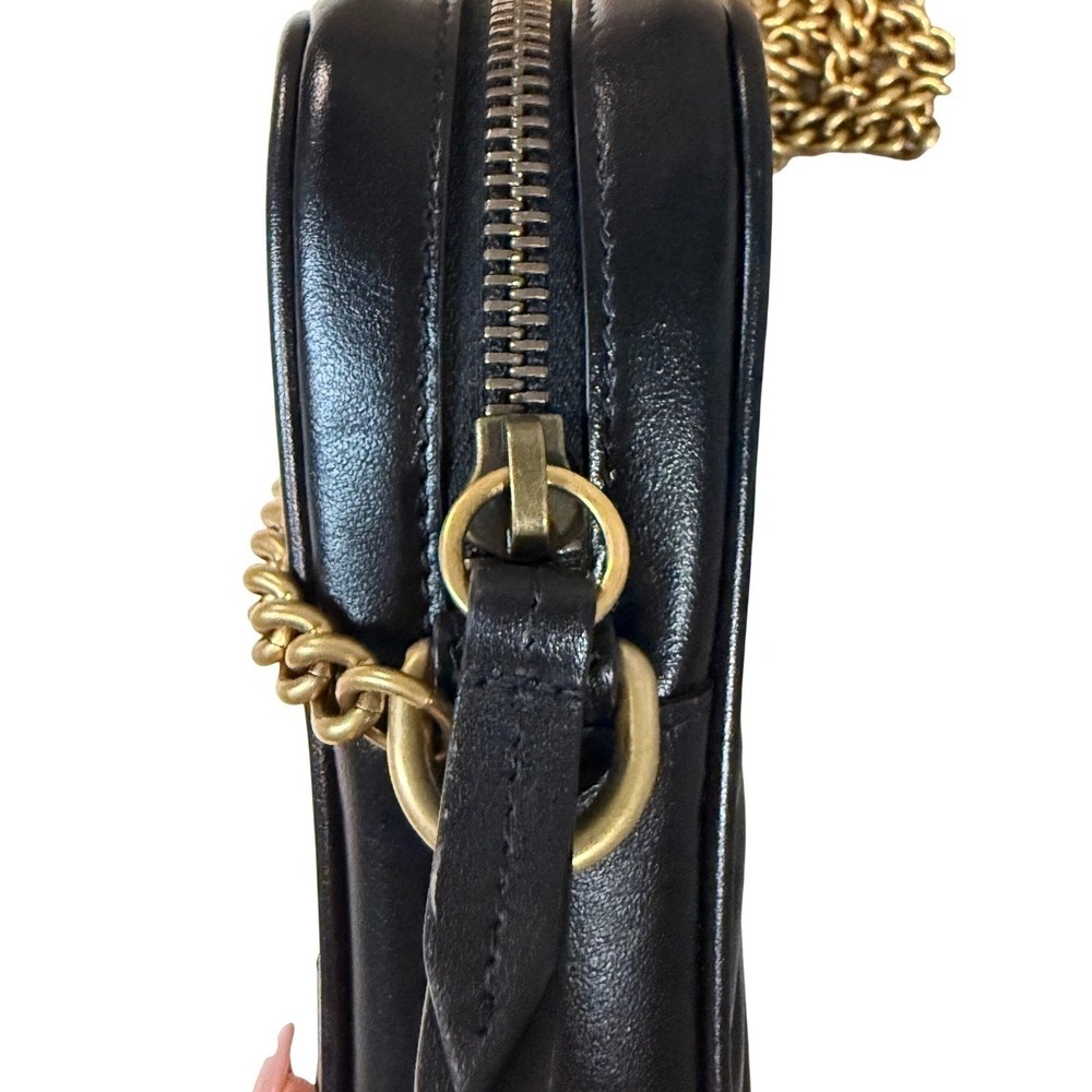 Gucci‎ GG Marmont Vertical Mini Crossbody Bag Black Leather EUC Authentic - Picture 7 of 13